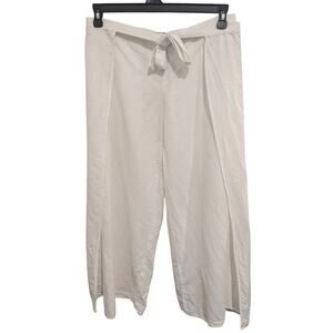 BCBGMAXAZRIA White Linen Cotton Wrap Pants Size 8